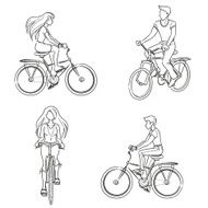 Man and woman riding a bicycle