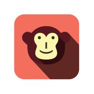 monkey face flat icon design Animal icons series