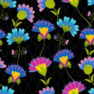 Floral Pattern on Black