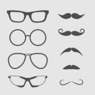 Glasses and mustache set Isolated Icons