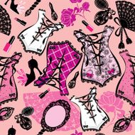 Seamless pattern with beautiful retro corsets