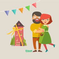 Happy fashion young Couple In Love smiling and embracing N3