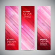 Red low poly vector vertical banners with polygonal abstract lines
