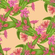Seamless pattern with exotic flowers