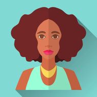 Flat style square shaped female character icon with shadow N35