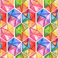 Vector Watercolor Geometric Seamless Pattern with Hexagons N2