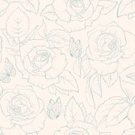 Rose vector seamless pattern with butterfly