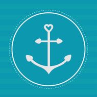 Round label with anchor in shapes of heart Dash line