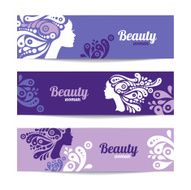 Banners with stylish beautiful woman silhouette N2