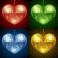 Vector mirror disco ball in the shape of heart