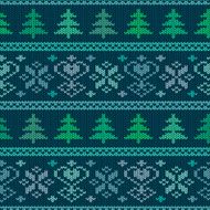 Seamless knitted pattern with trees and snowflakes N2
