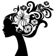Beautiful woman silhouette with flowers N3