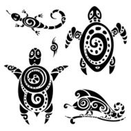 Turtle Tribal tattoo set