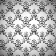 Elegant Stylized Black and White Royal Flower Pattern