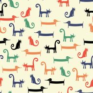 Seamless pattern with funny cats and dogs N4