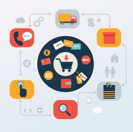 icons set of online shopping internet infographic design elements