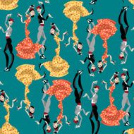 Flamenco dancers Seamless background pattern