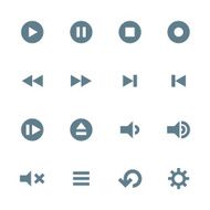 solid grey various media player icons set