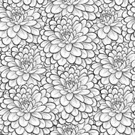 Beautiful seamless background with monochrome black and white flowers N5