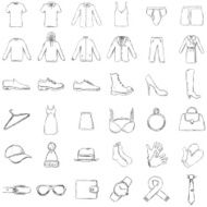 Vector Set of Sketch Clothes Icons N2