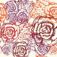Seamless vintage flower rose pattern stamp
