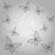 Beautiful seamless pattern with butterflies of abstract striped background Â
