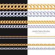 Set of chains metal brushes - golden and silver