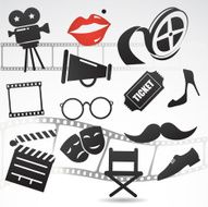 Retro cinema icon set N2