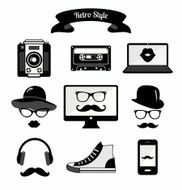 Vintage Retro Hipster Style Media Icons N2