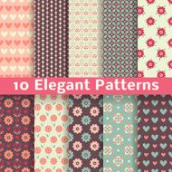 Elegant romantic vector seamless patterns (tiling) Retro