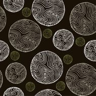 Abstract seamless vintage black round pattern