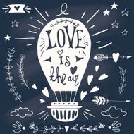 Valentine&#039;s day design elements on blackboard N2