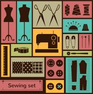 Vector flat sewing icons set
