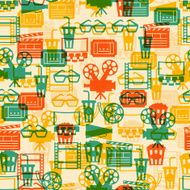 Seamless pattern of movie elements and cinema icons N2