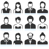 Man and Woman black &amp; white vector icon set