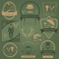 Set of vintage barber hairstyle and gentlemen club logos