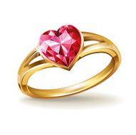 Gold ring with pink heart gemstone N2