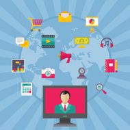 Global Internet - Concept Illustration in Flat Design Style