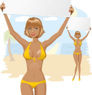 Beautiful girl in bikini with empty board 3