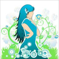 romantic girl on a flower background N7