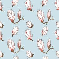 Vector magnolia flowers seamless pattern N2