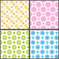 Spring abstract floral vector seamless patterns