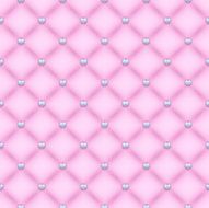 Seamless pink velvet quilted background with silver heart shaped pins