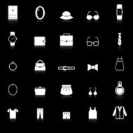 Dressing icons with reflect on black background