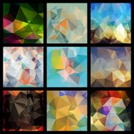 Abstract Triangle Geometrical Multicolored Background SET of 9 patterns N3