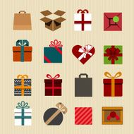 Color gift boxes icons collection