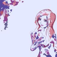 Woman painted by brushes Watercolor