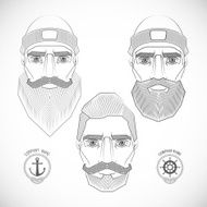 Set of vintage nautical labels icons and design elements