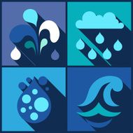 Background with water icons in flat design style N2