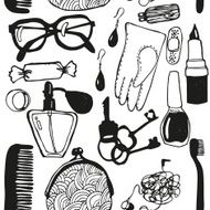 Women&#039;s handbag and its contents Pattern N3